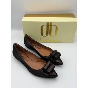 Dani Black Rose Gunmetal Shimmer Suede Bow Flats 7.5 Pointed Toe - Light peeling